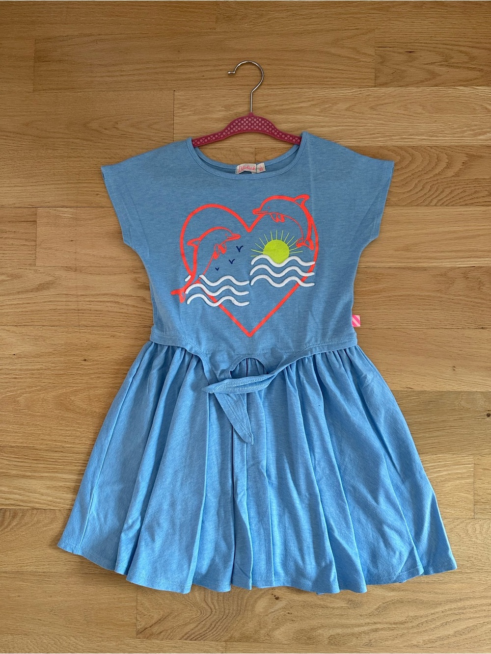 Billieblush Light Blue Dolphin Heart Tie-Waist Dress